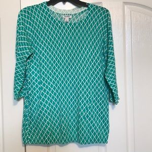 Old Navy Teal and White Geometric print Sweater
